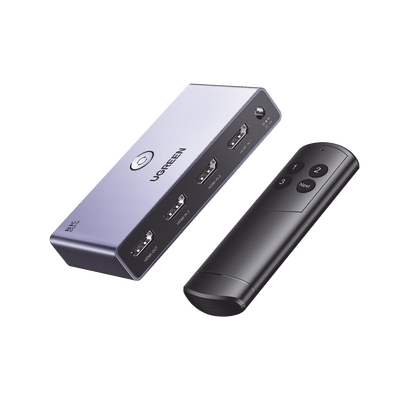 [15604] Switch (Splitter) 8K HDMI 2.1 / 3 Entradas 1 Salida / Incluye Control Remoto / Soporta 8K@60Hz 4K@120Hz 4K@60Hz 3D / HDR / HDCP 2.3 / Carcasa de Aluminio.