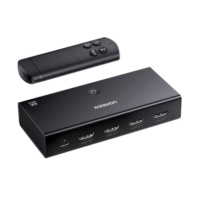[15376] Conmutador HDMI Switch 4@60Hz | 3 Entradas a 1 Salida | 3D | HDR | Dolby Atmos | DTS5.1/7.1 | HDCP2.2 | PCM2.0 | HDMI2.0 | Reduce el Retraso y la perdida de fotogramas | Incluye Control Remoto.