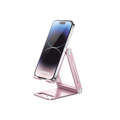 [90460] Soporte para Teléfono Celular de Aluminio / Angulo Ajustable / Amplia Compatibilidad con dispositivos de 4.7'' a 7.9'' / Antideslizante / Antiarañazos / Plegable / Color Rosa