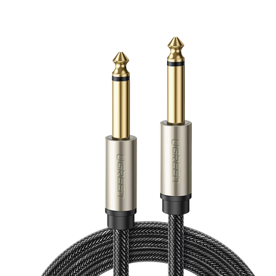 [40815] Cable de Audio Mono 6.35mm (1/4") Macho a 6.35mm (1/4") Macho / 10 Metros / Núcleo de Cobre / Blindaje Interno / Nylon Trenzado / Color Negro