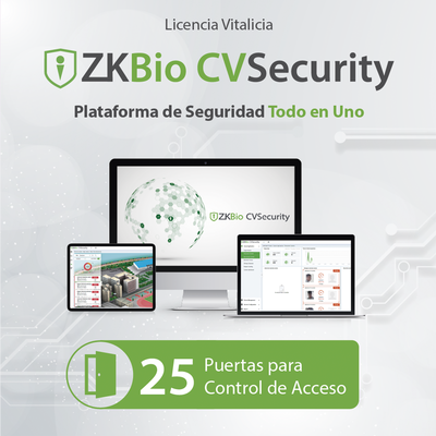 [ZK-CV-AC-P25] Licencia para ZKBio CVsecurity permite gestionar hasta 25 puertas para control de acceso