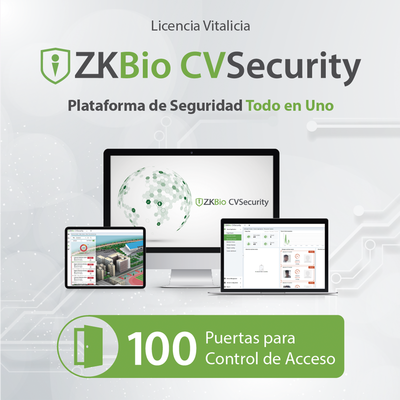[ZKCVACP100] Licencia para ZKBio CVsecurity permite gestionar hasta 100 puertas para control de acceso