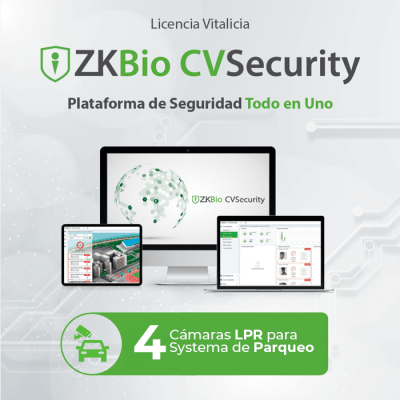 [ZKCVPARKP4] Licencia ZKBio CVSecurity Estacionamiento / 4 Carriles / Reconocimiento de Placas LPRS1000