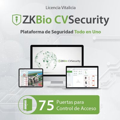 [ZKCVACP75] Licencia para ZKBio CVsecurity permite gestionar hasta 75 puertas para control de acceso