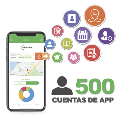 [BIOTIMEAPP500] Licencia BioTime APP / 500 Usuarios / Checadas por Smartphone / GPS y Fotografía / Compatible BioTimePRO