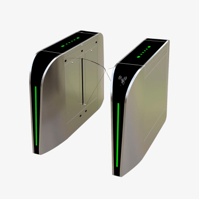 [FBL300] Puerta de cortesía tipo FLAP bidireccional / 30 personas por minuto / Acabado de Lujo / Apertura en 1 segundo / Acero inoxidable / Indicadores LED / Alarma por acceso denegado