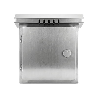 [XGAMPOLE6MACC] Gabinete para Exteriores de Acero Inoxidable SUS201 / Cilindrico con Techo Inclinado / Ø305 x 195 x 315 mm (12.0 x 7.7 x 12.4 in) / Cerradura con Llave de Seguridad / Compatible con Postes XGAPOLE