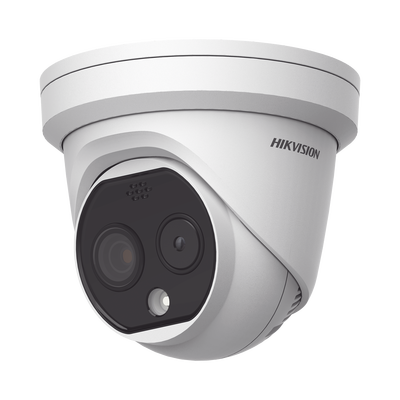 [DS-2TD1217-2/PA] Turret IP Dual / Térmica 1.8 mm (160 x 120) / Óptico 2 mm (4 Megapixel) / DETECCIÓN DE PERSONAS 53 m /15 mts IR / Exterior IP67 / PoE / Termométrica / Detección de Fuego / Detección de Te / Micro SD 32 GB Incluida