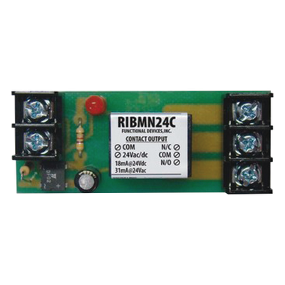 [RIBMN24C] Relevador de control piloto SPDT de montaje en riel de 2.75 pulgadas, bobina 24 VAC/CD, contactos de 15 A
