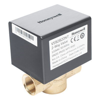 [VS92B20NT] Válvula de control eléctrica de 2 vías para fancoil, retorno por resorte, normalmente cerrada, 110 V CA, DN20 (3/4"), conexión NPT