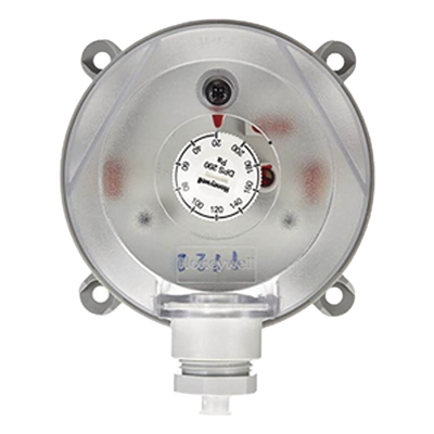 [DPS400] Presostato diferencial de presión ajustable para aire, montaje en ducto, rango 40-400 Pa, para monitoreo de filtros y ventiladores HVAC