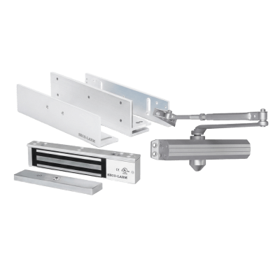 [E941600/K] Kit para Control de Acceso Incluye Chapa Magnética de 600 Lbs / Montajes L y Z / Cierra puerta para 150 Kg / Certificación UL