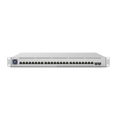 [USW-ENTERPRISE-24-POE] UniFi Switch Empresarial Capa 3 de 24 puertos PoE 802.3af/at (12 puertos 2.5G y 12 puertos 1G) + 2 puertos 1/10G SFP+, 400W, pantalla informativa