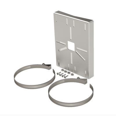 [SYS-PM-01V3] Montaje universal galvanizado para instalación de cámaras en poste 2" a 5" color gris galvanizado