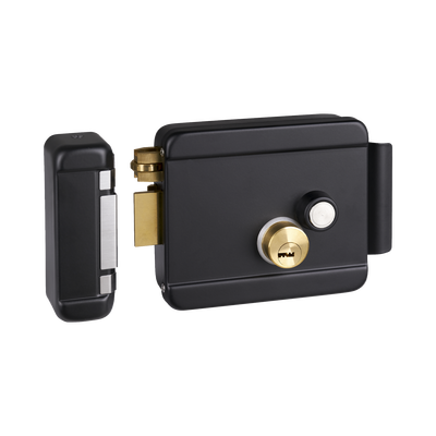 [BL-ACCESSRIMBL] Cerradura Eléctrica con Botón de Salida / Incluye Llave  / Exterior / Izquierda / Color Negro