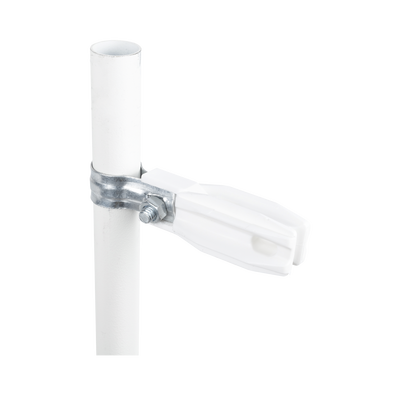 [SFABRAZADERA1PW] Aislador de paso o esquina de color BLANCO con abrazadera incluida de 1 Pulgada para uso en poste cerco eléctrico