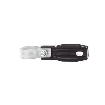 [SFABRAZADERA] Aislador de paso o esquina con abrazadera incluida de 33-38mm para uso en tubería de malla ciclónica.