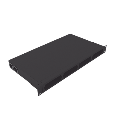 [LP-ODF-8024] Distribuidor de fibra óptica vacio 19in, Acepta 4 placas Acopladoras de Linkedpro, hasta 24 fibras, 1UR, Incluye charola de empalme