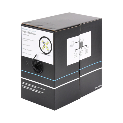 [PRO-CAT5-EXT-LITES] Bobina de cable de 305 m, Cat5e, color negro, sin blindar, para aplicaciones de videovigilancia, redes de datos. Uso en intemperie
