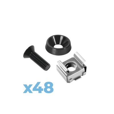[LP-TAT-48] Juego de 48 Tornillos con 48 Arandelas y 48 Tuercas Enjauladas para Rack LINKED PRO